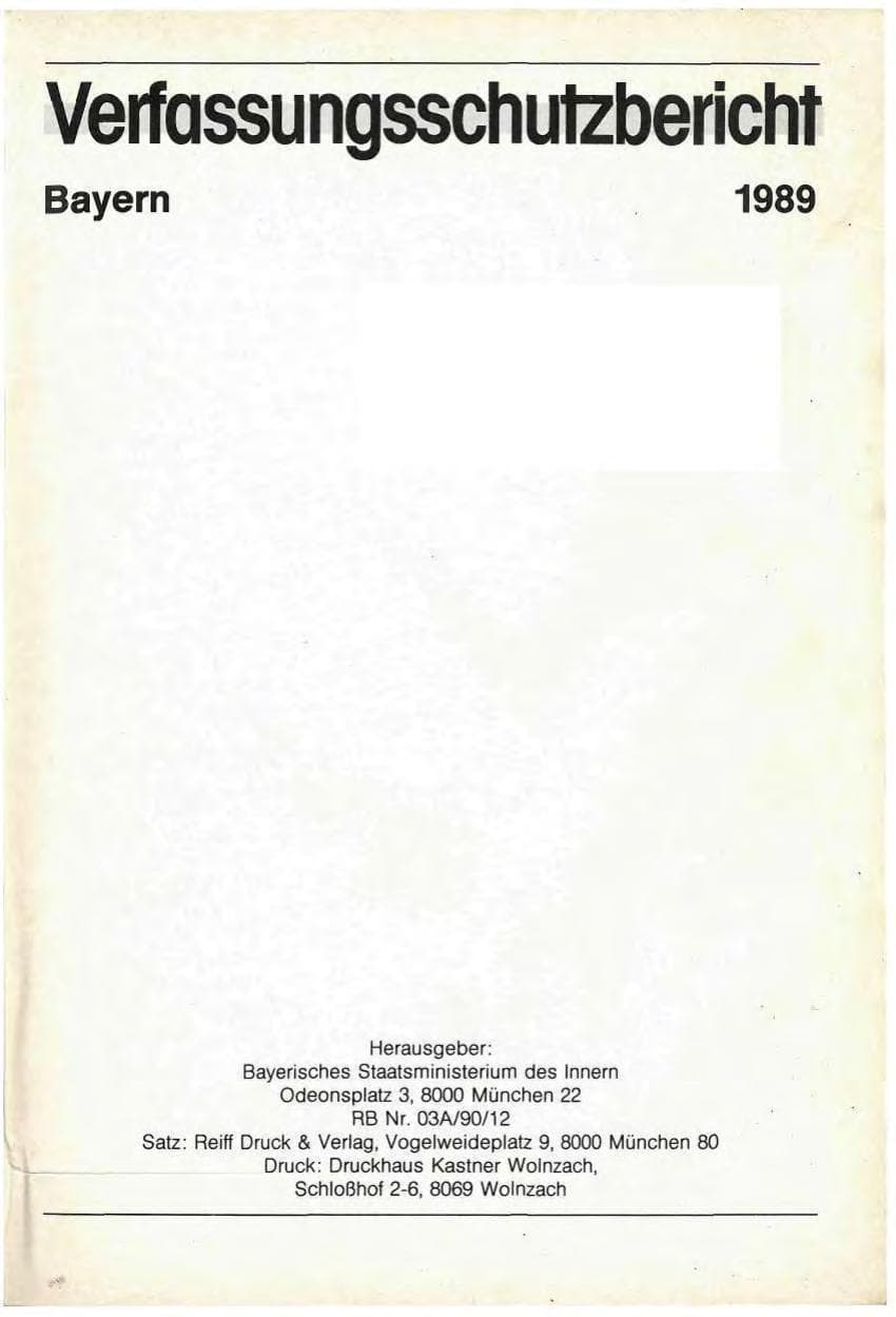 Seite 3 des Verfassungsschutzbericht 1989 Bayern