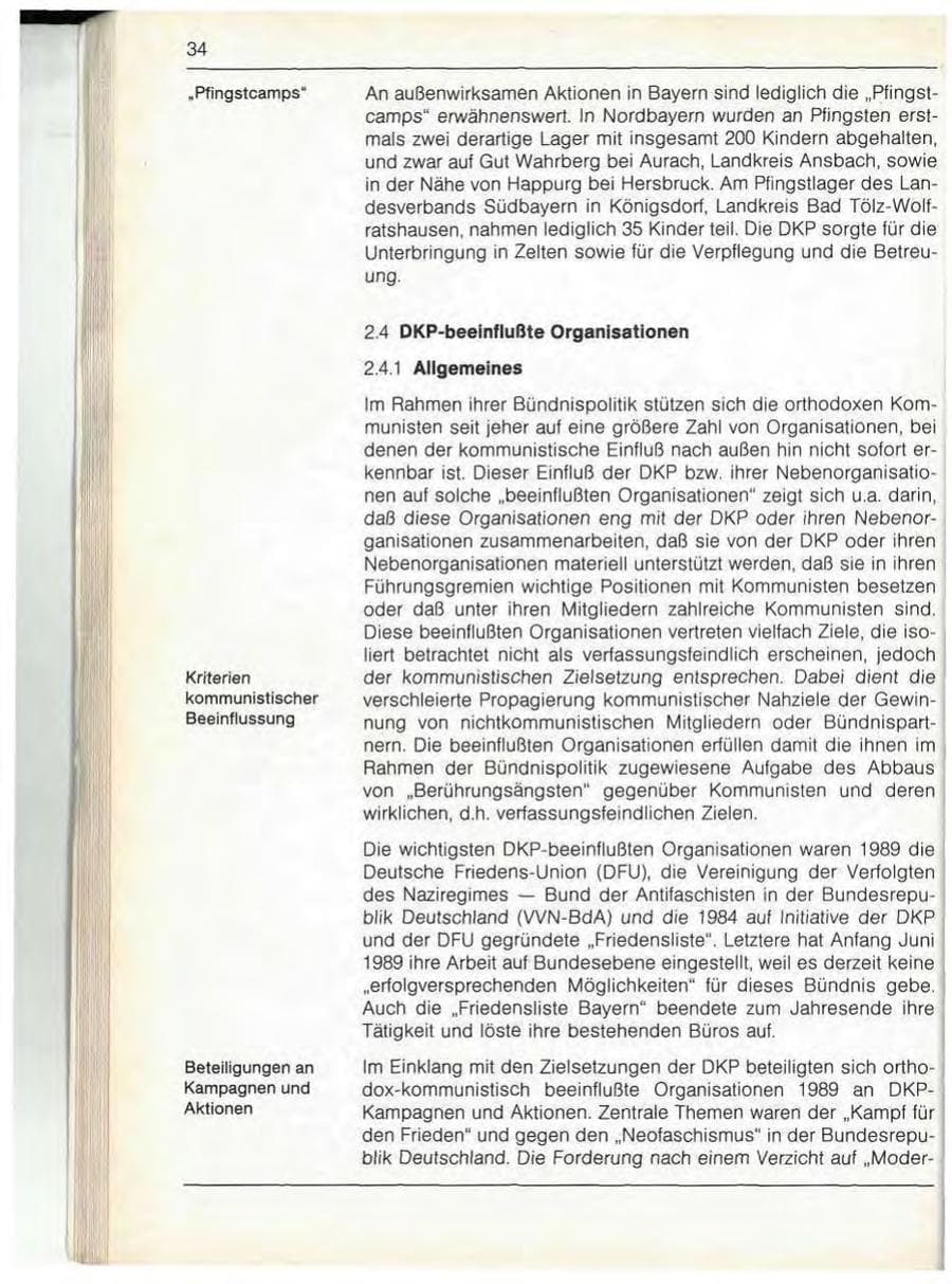 Seite 36 des Verfassungsschutzbericht 1989 Bayern