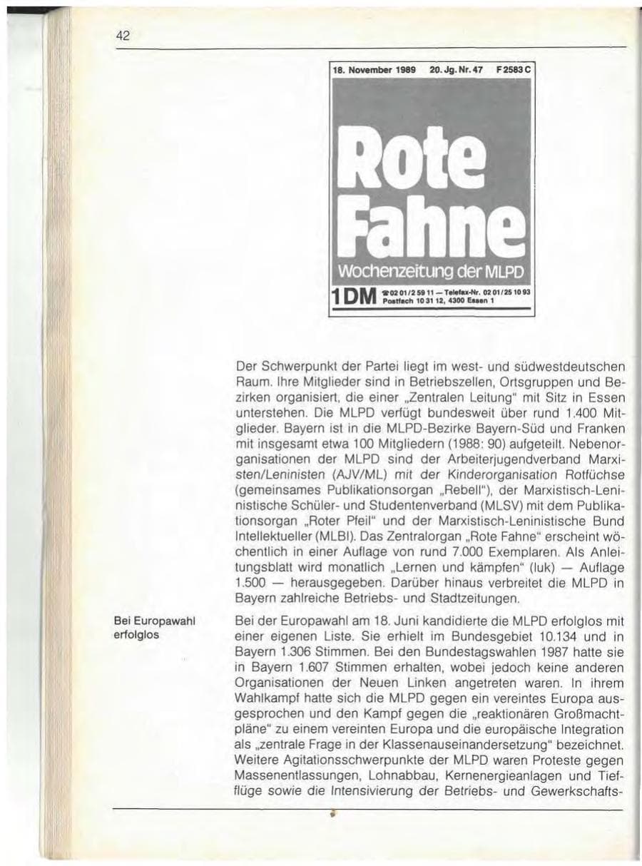 Seite 44 des Verfassungsschutzbericht 1989 Bayern