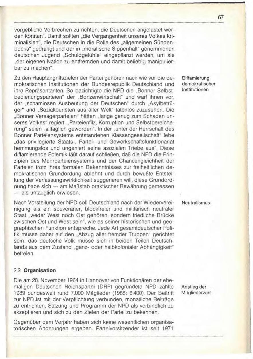 Seite 69 des Verfassungsschutzbericht 1989 Bayern