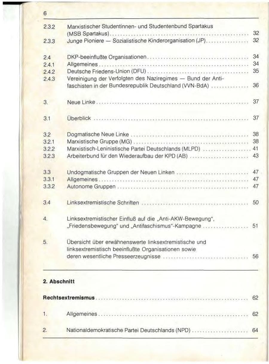 Seite 8 des Verfassungsschutzbericht 1989 Bayern