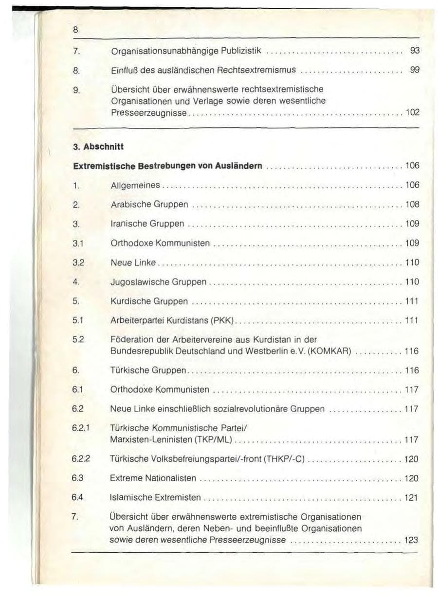Seite 10 des Verfassungsschutzbericht 1989 Bayern