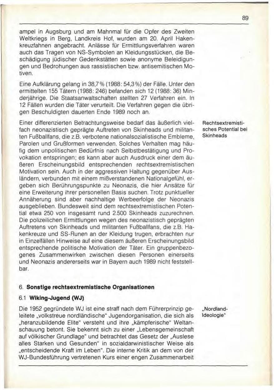 Seite 91 des Verfassungsschutzbericht 1989 Bayern