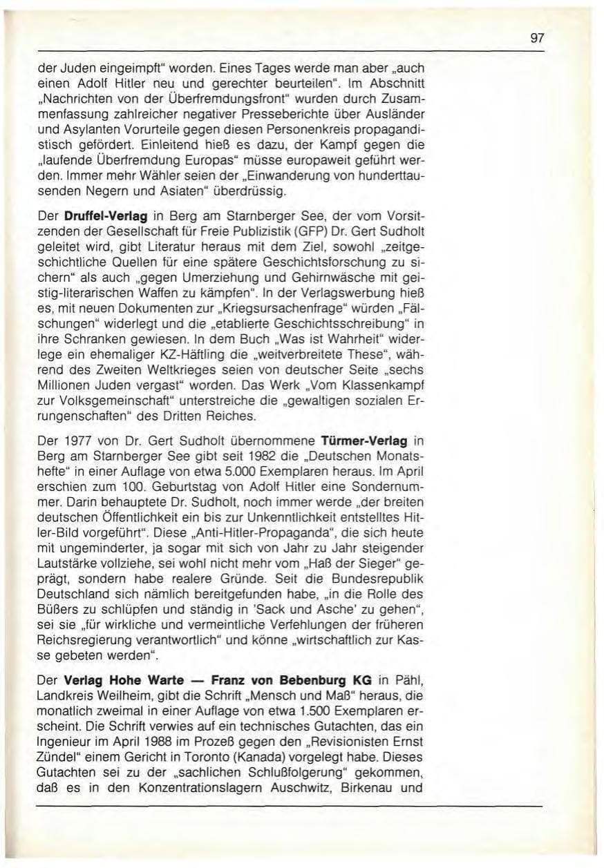 Seite 99 des Verfassungsschutzbericht 1989 Bayern