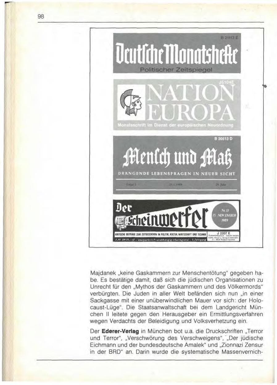 Seite 100 des Verfassungsschutzbericht 1989 Bayern