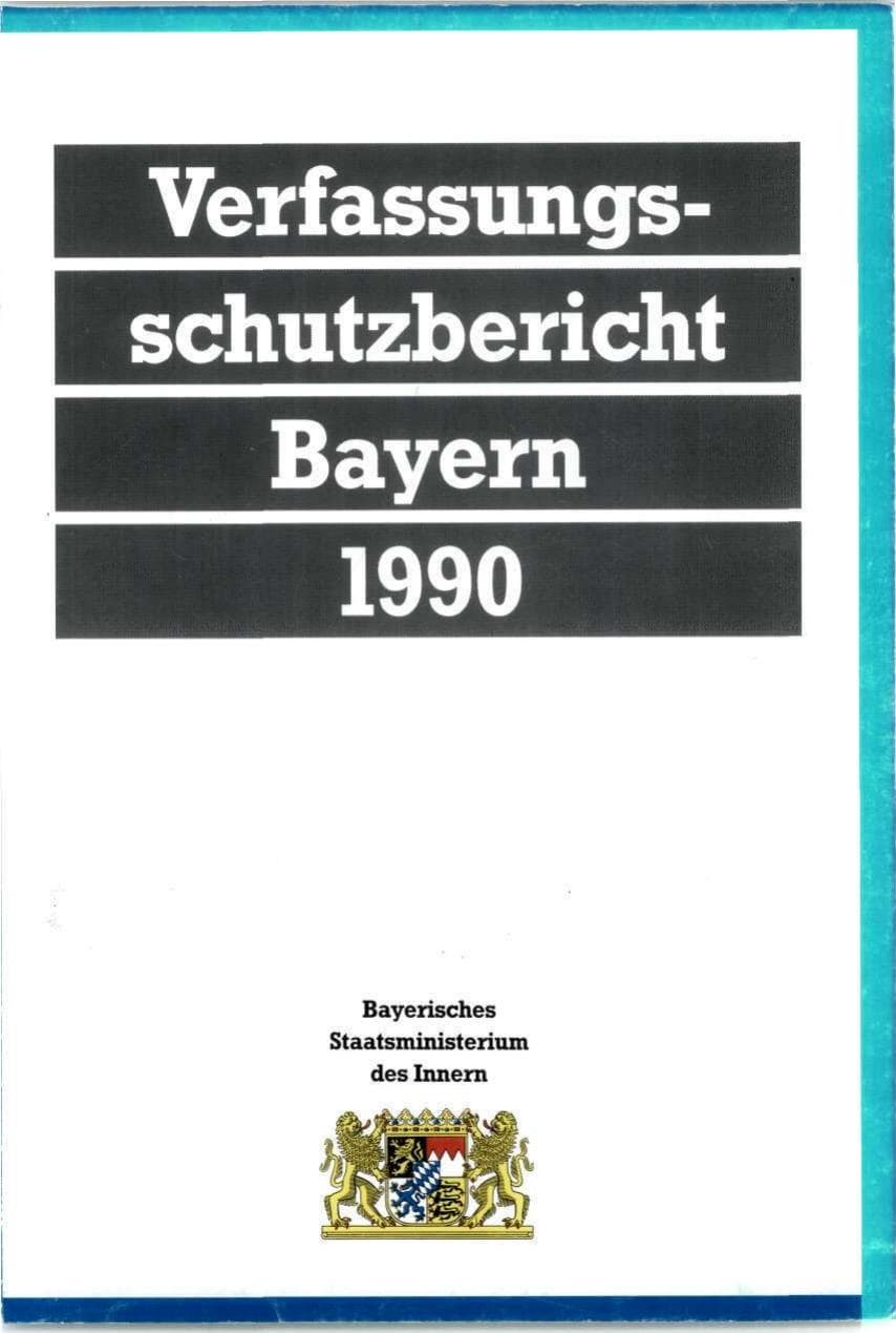 Seite 1 des Verfassungsschutzbericht 1990 Bayern
