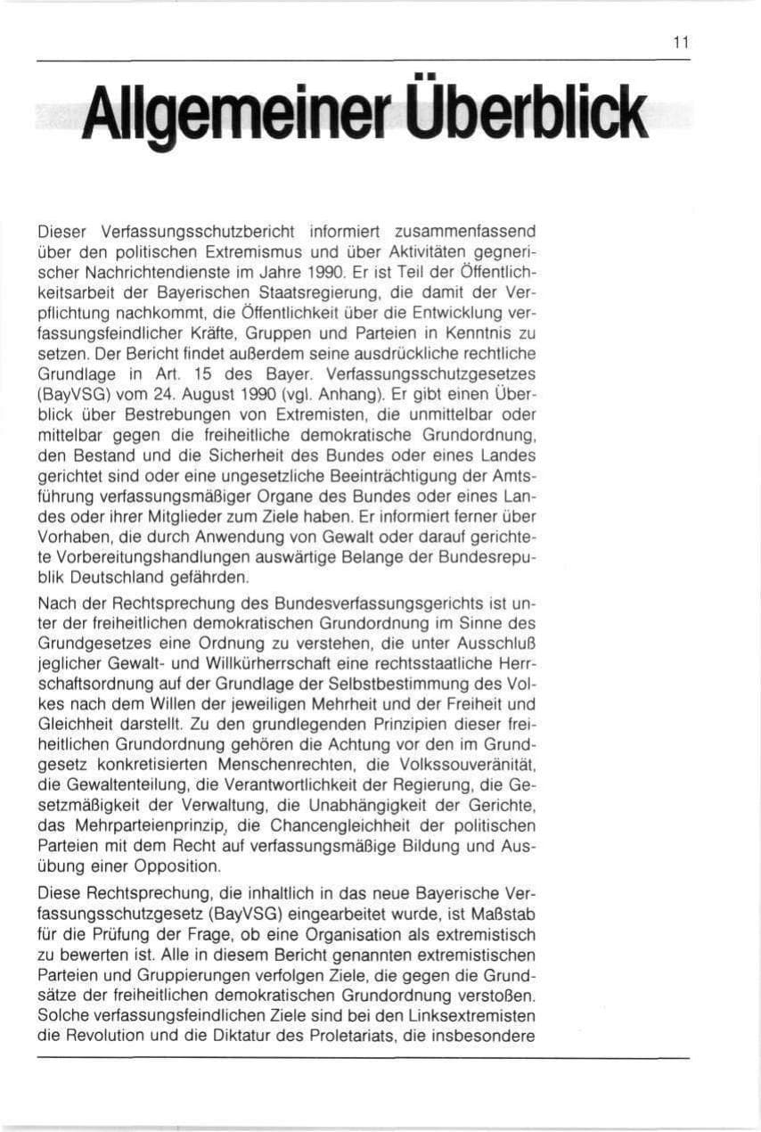 Seite 11 des Verfassungsschutzbericht 1990 Bayern
