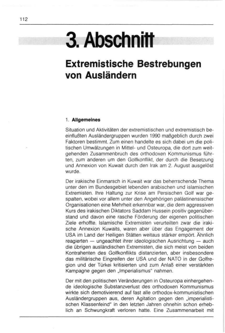 Seite 112 des Verfassungsschutzbericht 1990 Bayern