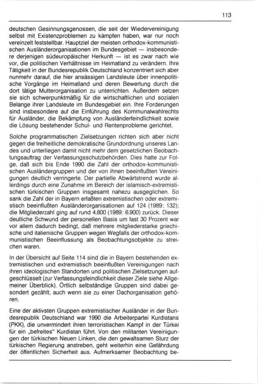 Seite 113 des Verfassungsschutzbericht 1990 Bayern
