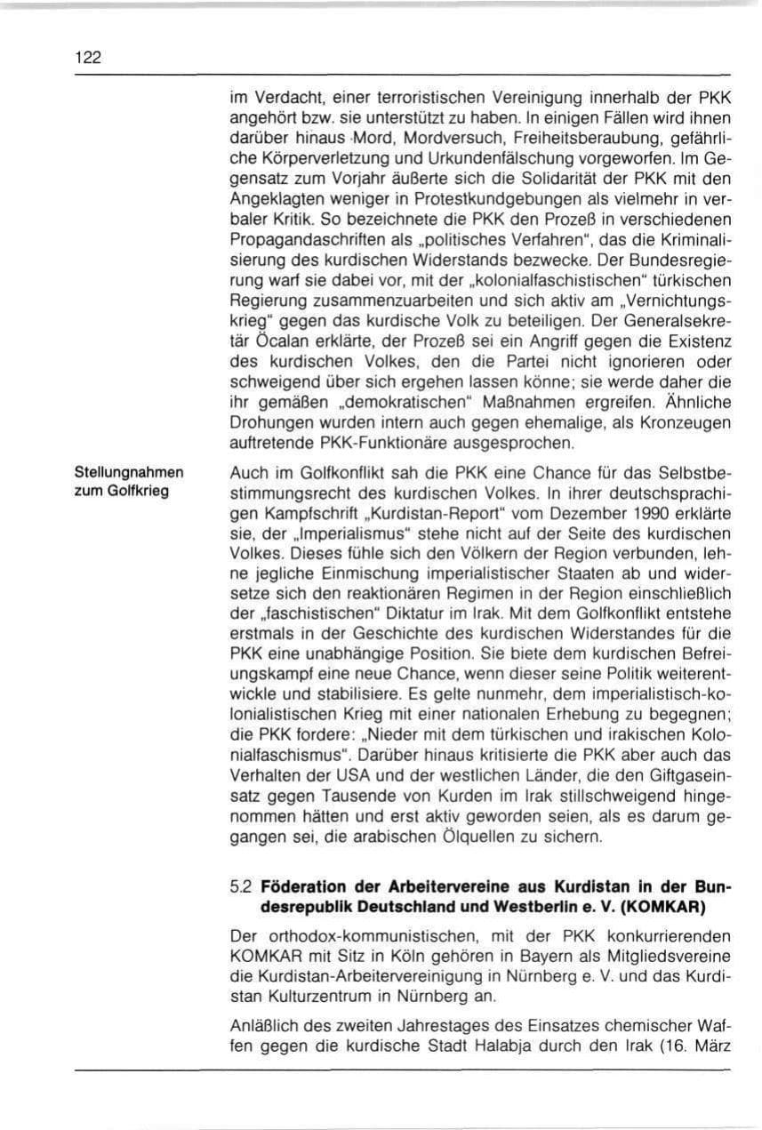 Seite 122 des Verfassungsschutzbericht 1990 Bayern