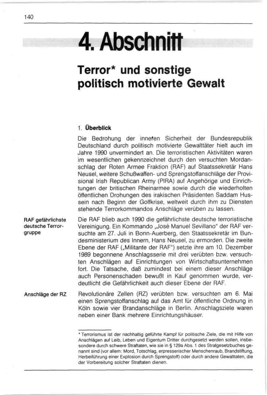 Seite 140 des Verfassungsschutzbericht 1990 Bayern