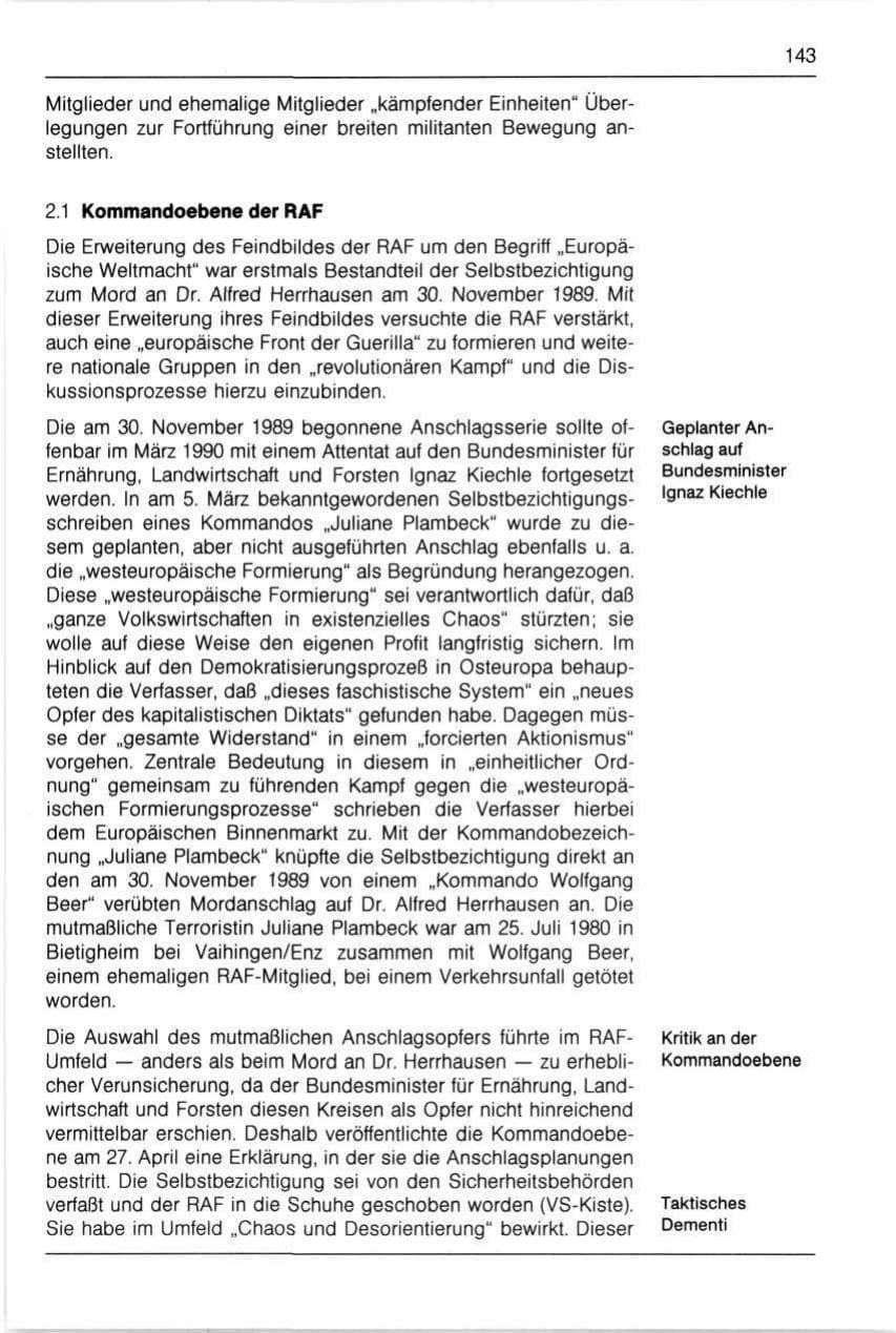 Seite 143 des Verfassungsschutzbericht 1990 Bayern