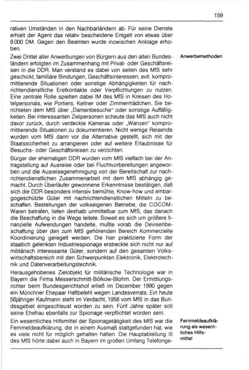 Seite 159 des Verfassungsschutzbericht 1990 Bayern