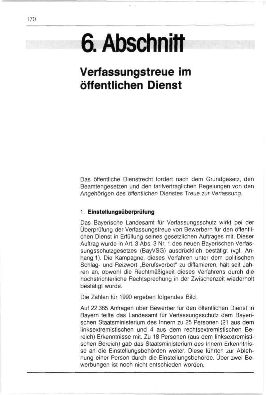 Seite 170 des Verfassungsschutzbericht 1990 Bayern