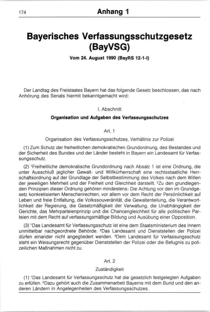 Seite 174 des Verfassungsschutzbericht 1990 Bayern