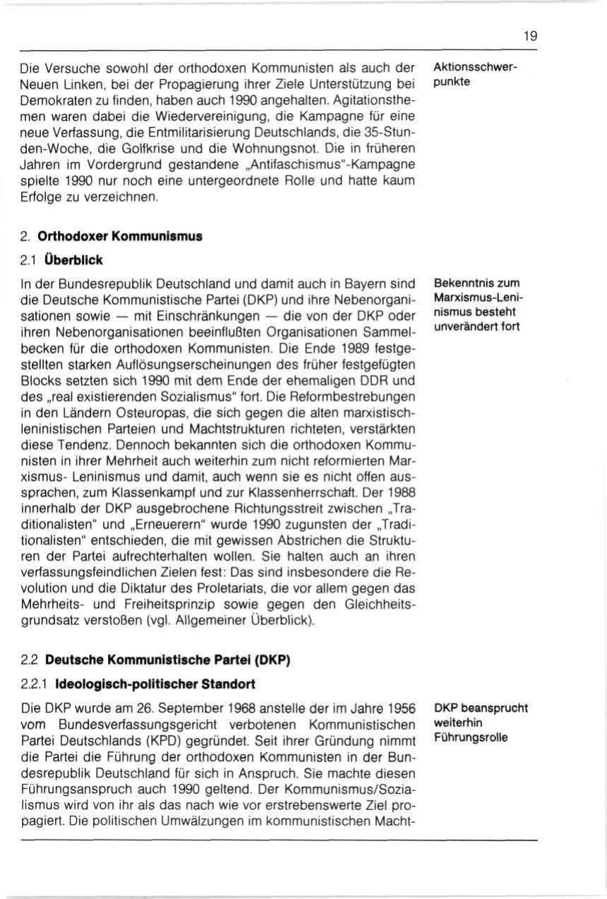 Seite 19 des Verfassungsschutzbericht 1990 Bayern