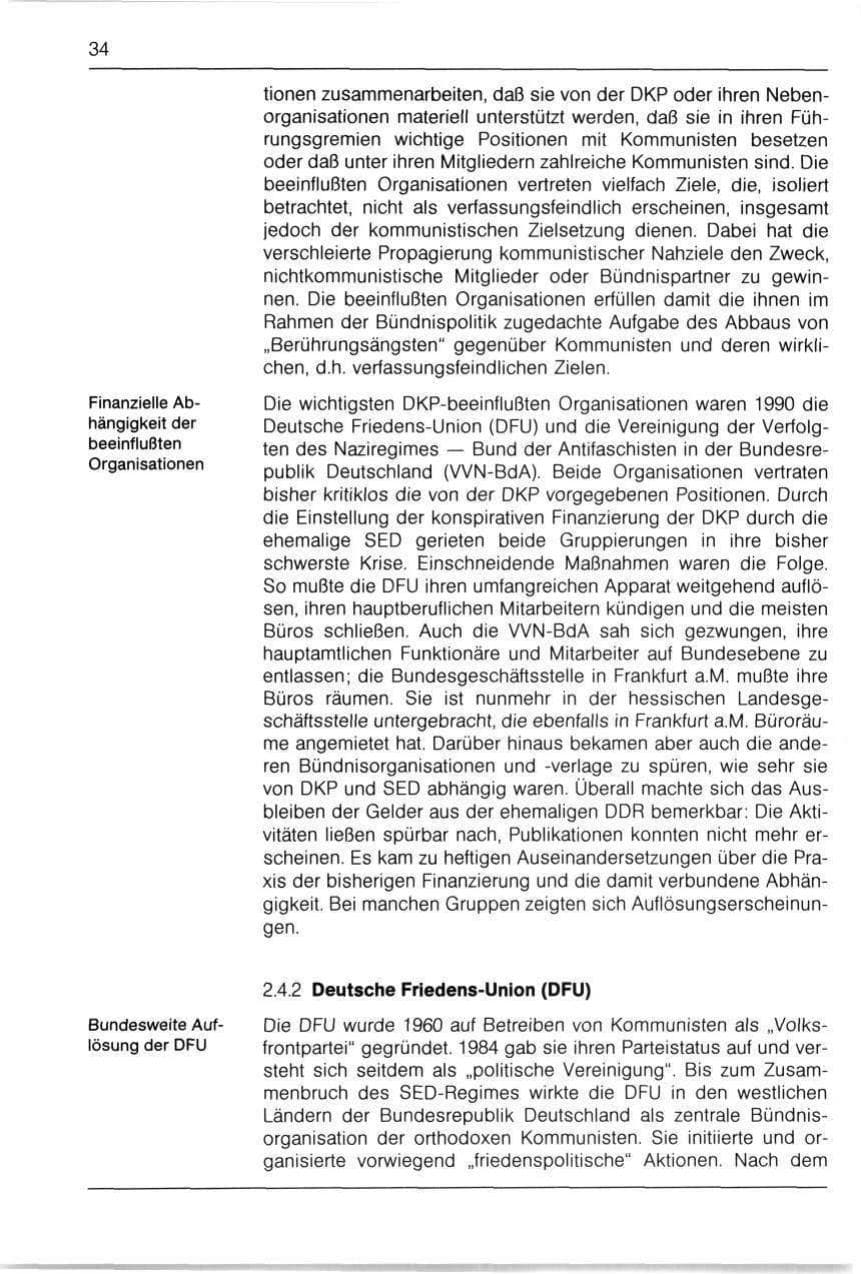 Seite 34 des Verfassungsschutzbericht 1990 Bayern