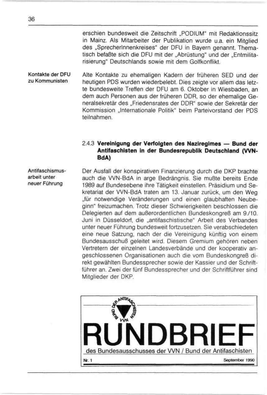 Seite 36 des Verfassungsschutzbericht 1990 Bayern
