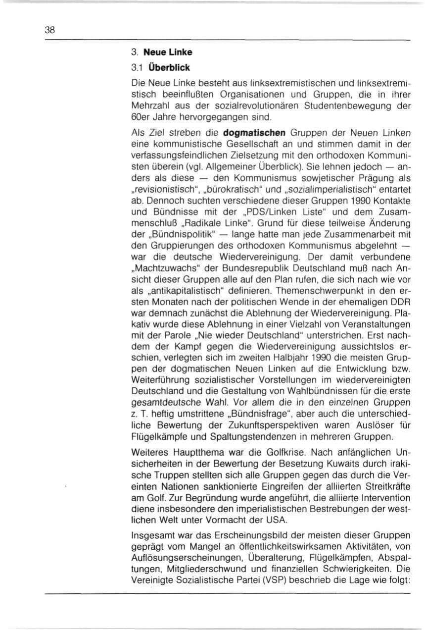 Seite 38 des Verfassungsschutzbericht 1990 Bayern