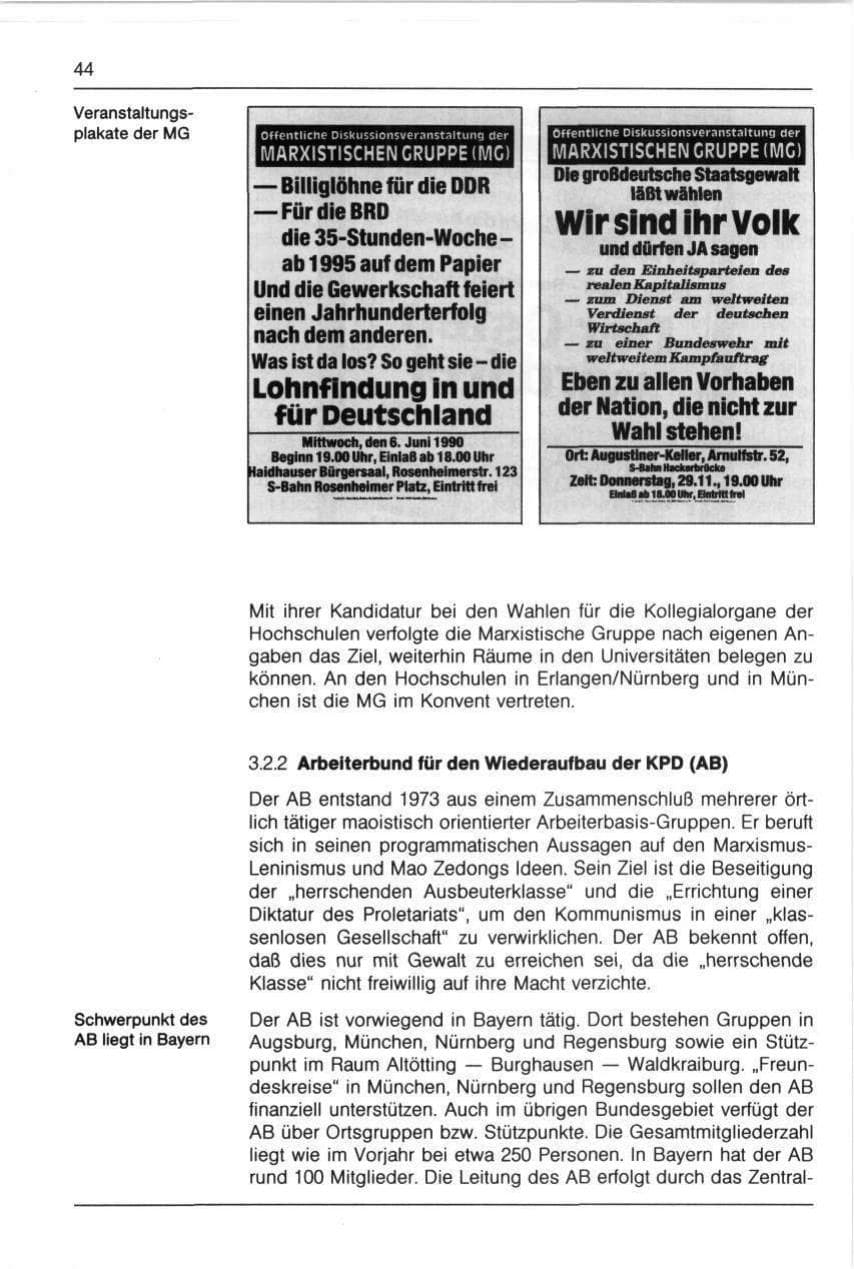 Seite 44 des Verfassungsschutzbericht 1990 Bayern