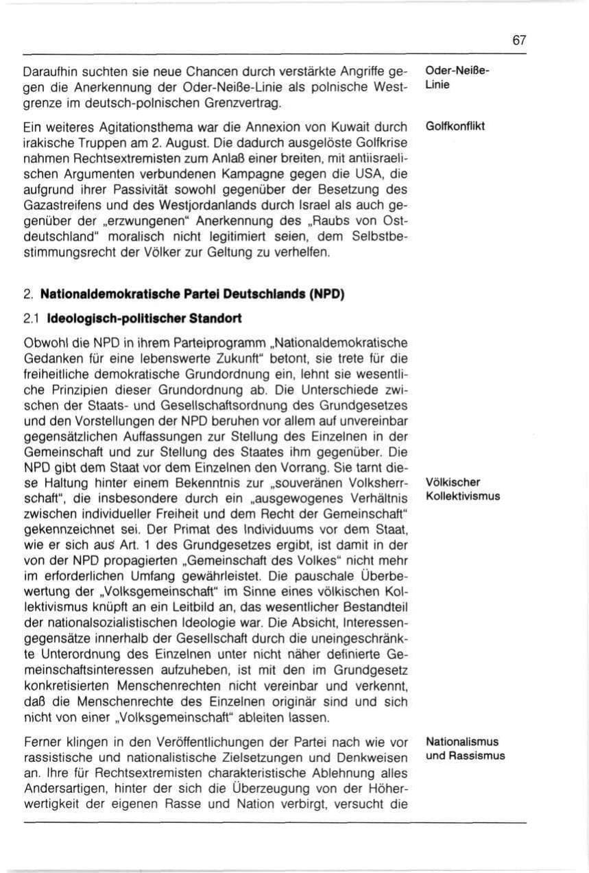 Seite 67 des Verfassungsschutzbericht 1990 Bayern