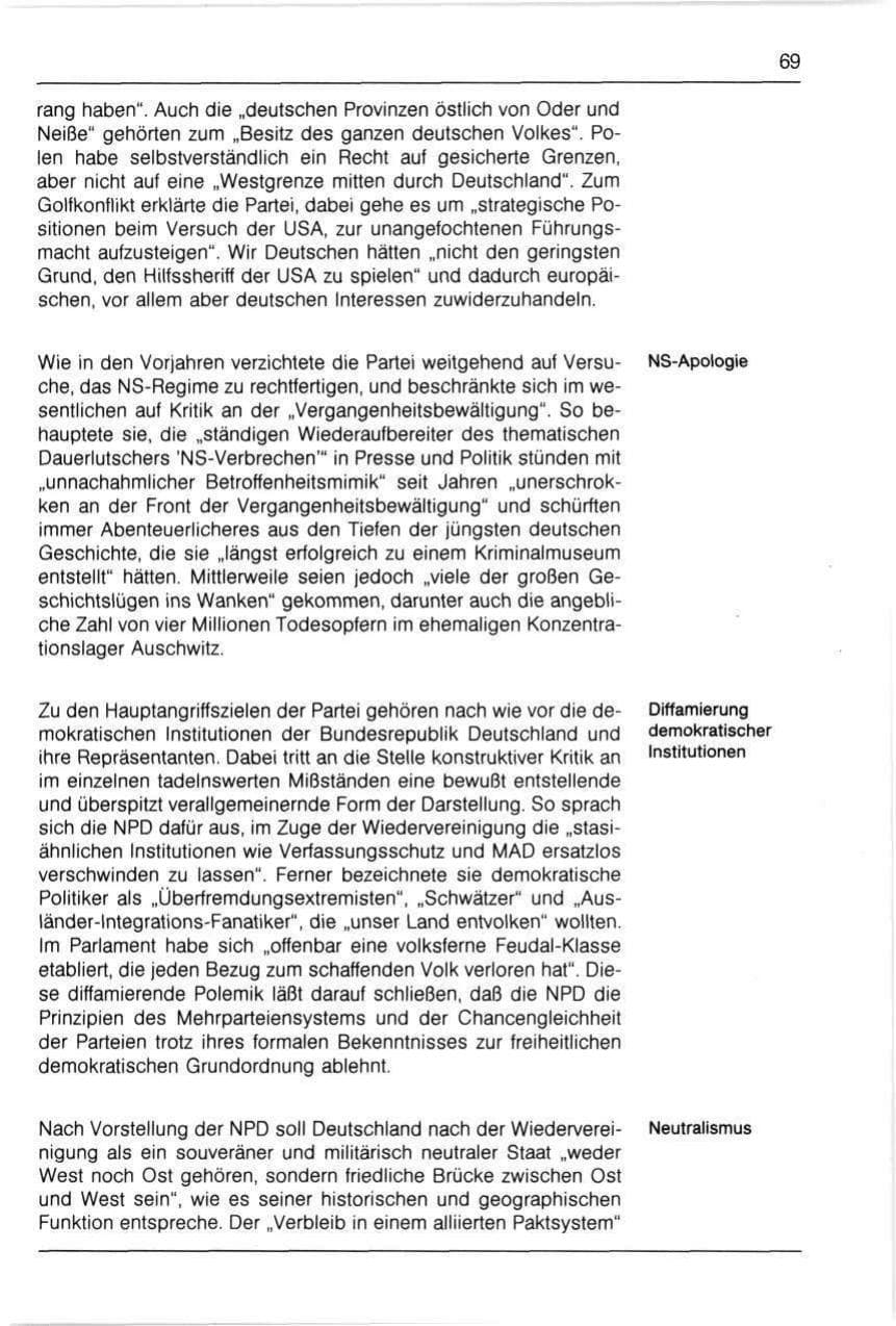 Seite 69 des Verfassungsschutzbericht 1990 Bayern