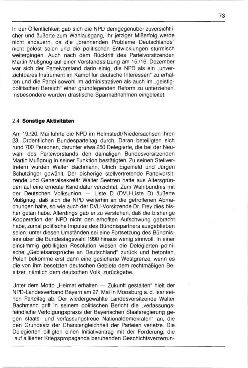 Seite 73 des Verfassungsschutzbericht 1990 Bayern