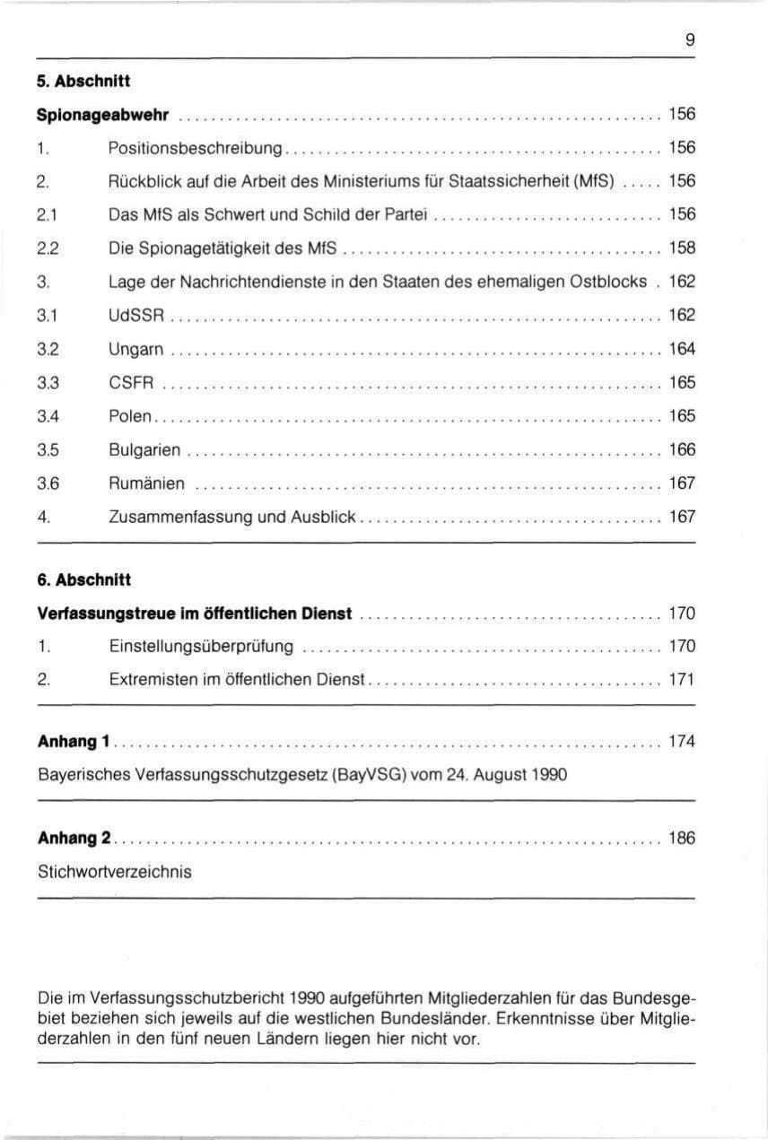Seite 9 des Verfassungsschutzbericht 1990 Bayern