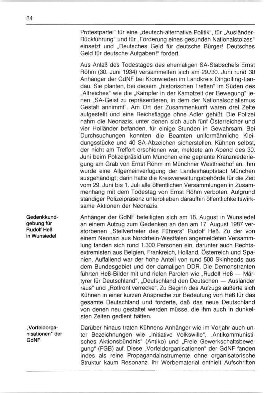 Seite 84 des Verfassungsschutzbericht 1990 Bayern