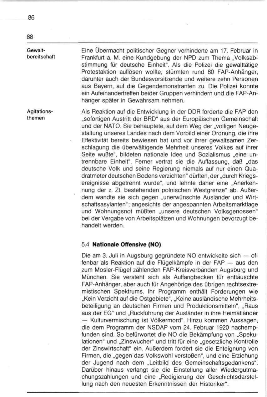 Seite 88 des Verfassungsschutzbericht 1990 Bayern