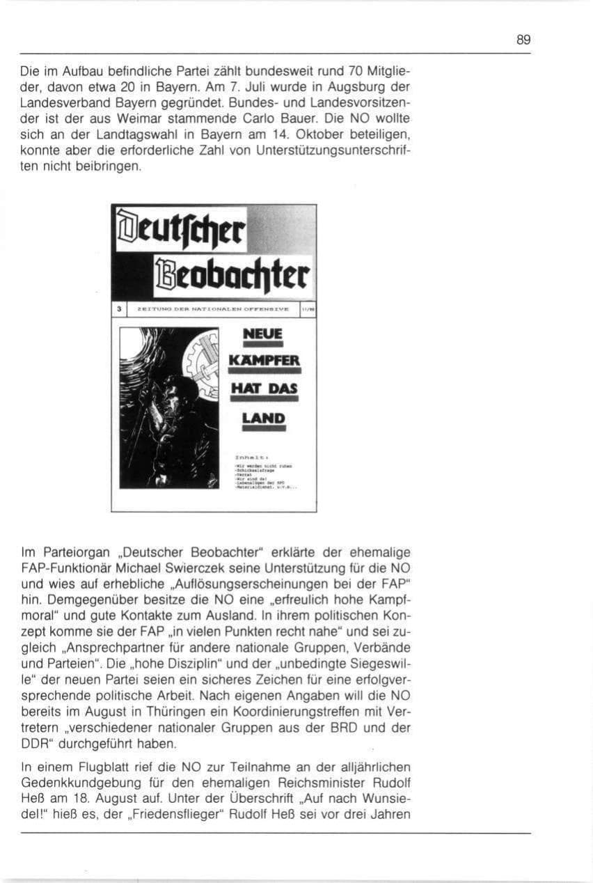 Seite 89 des Verfassungsschutzbericht 1990 Bayern