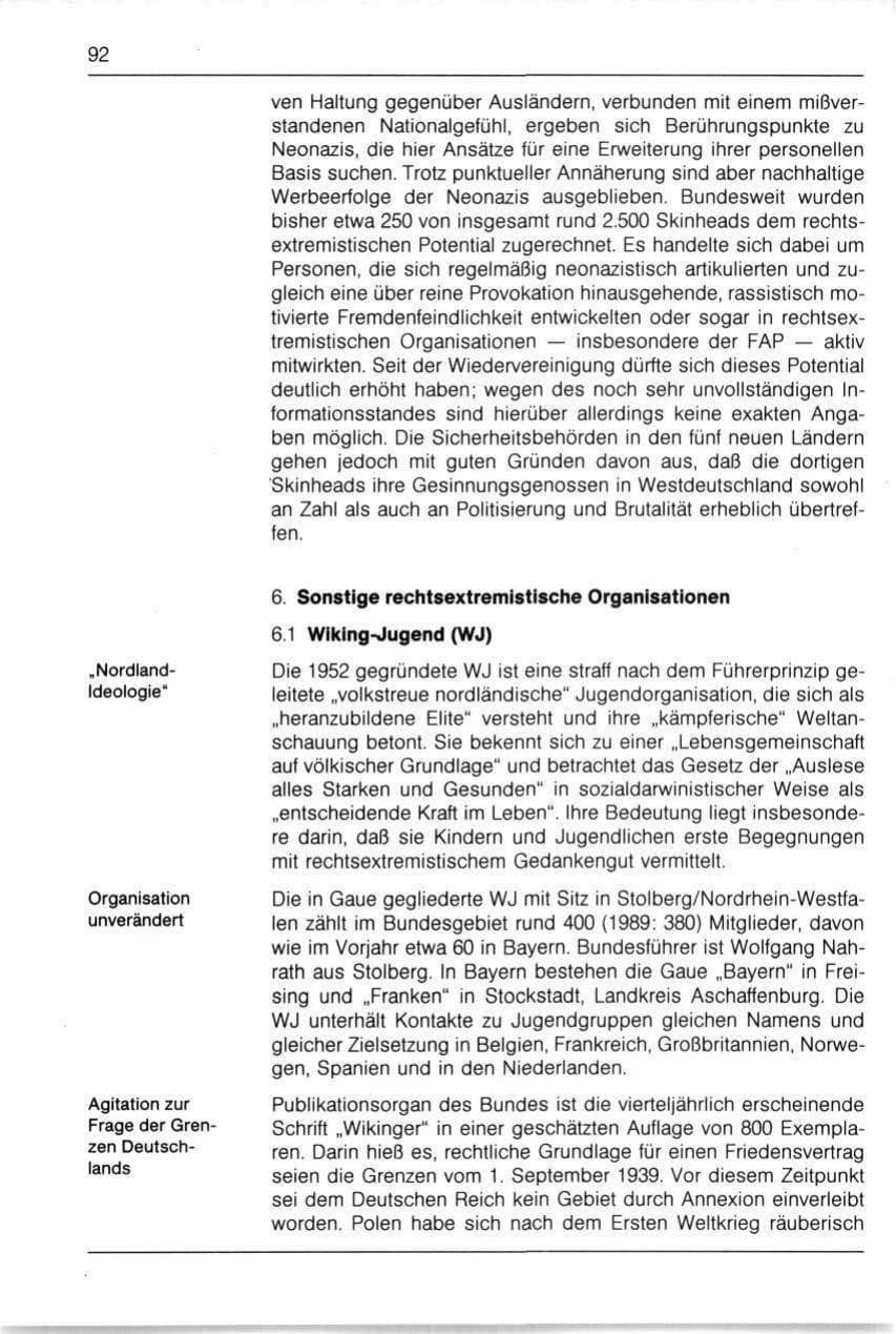 Seite 92 des Verfassungsschutzbericht 1990 Bayern