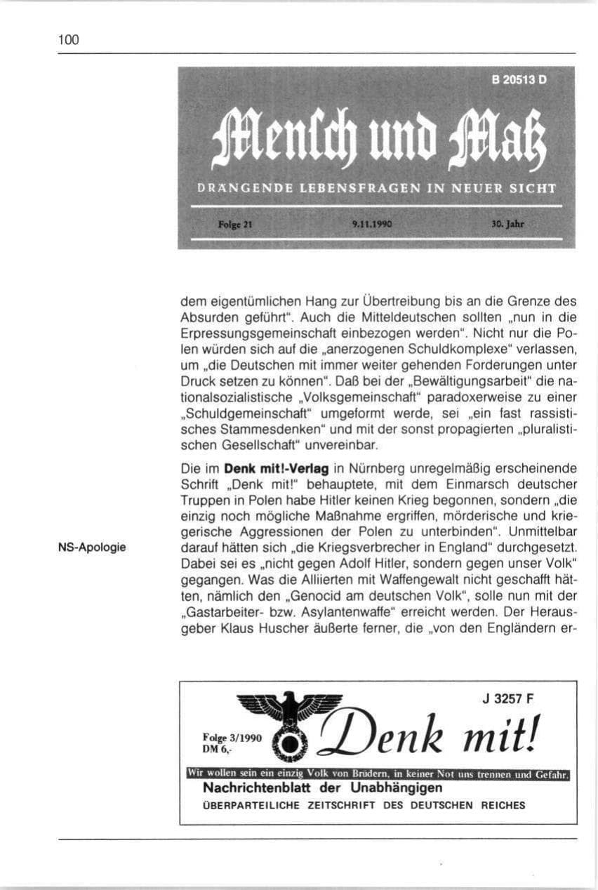 Seite 100 des Verfassungsschutzbericht 1990 Bayern