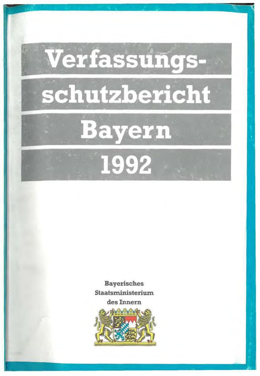 Seite 1 des Verfassungsschutzbericht 1992 Bayern