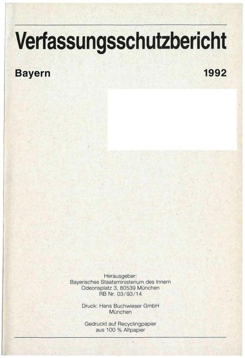 Seite 2 des Verfassungsschutzbericht 1992 Bayern