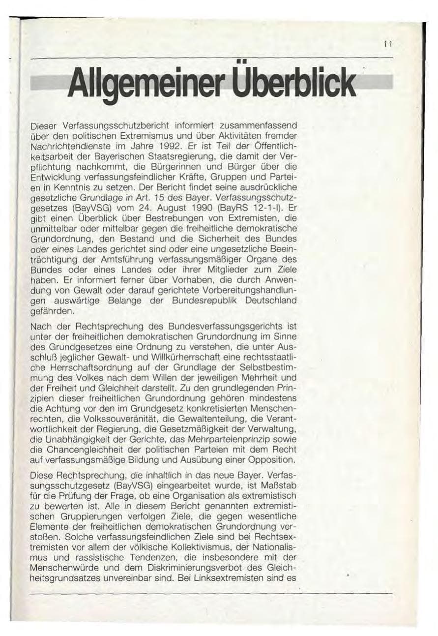 Seite 11 des Verfassungsschutzbericht 1992 Bayern