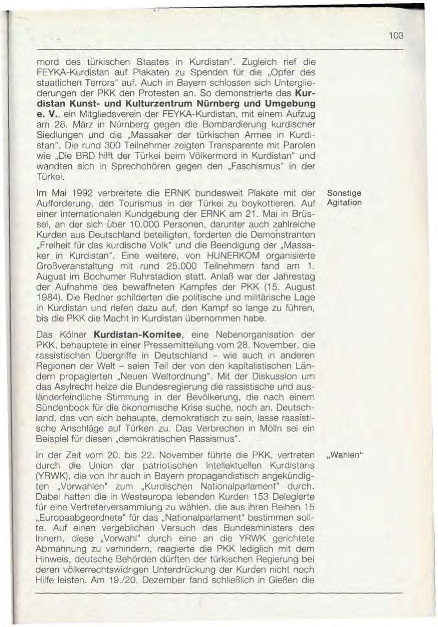 Seite 103 des Verfassungsschutzbericht 1992 Bayern