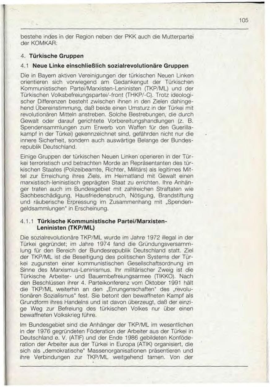 Seite 105 des Verfassungsschutzbericht 1992 Bayern