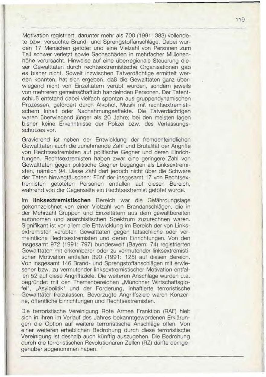 Seite 119 des Verfassungsschutzbericht 1992 Bayern