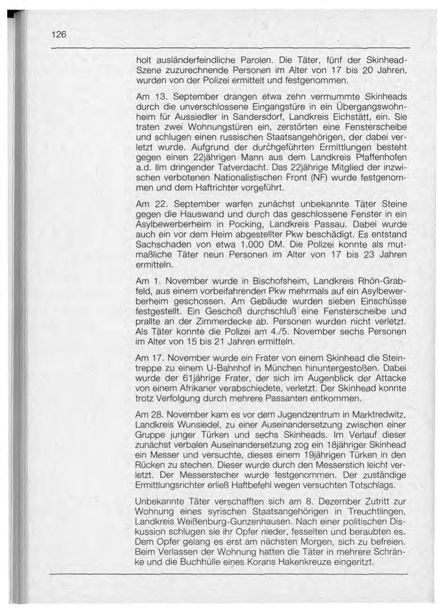 Seite 126 des Verfassungsschutzbericht 1992 Bayern