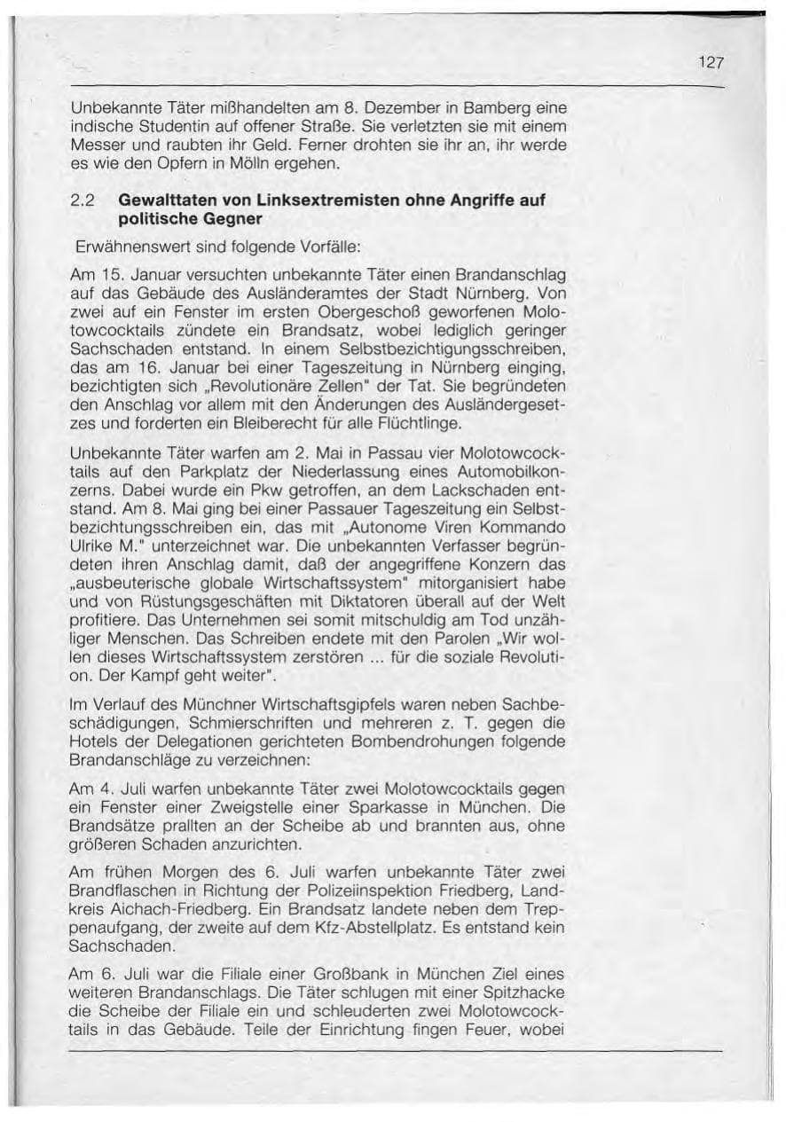 Seite 127 des Verfassungsschutzbericht 1992 Bayern
