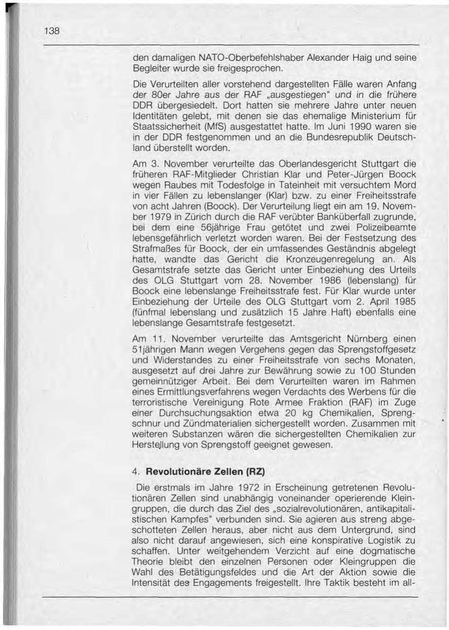 Seite 138 des Verfassungsschutzbericht 1992 Bayern