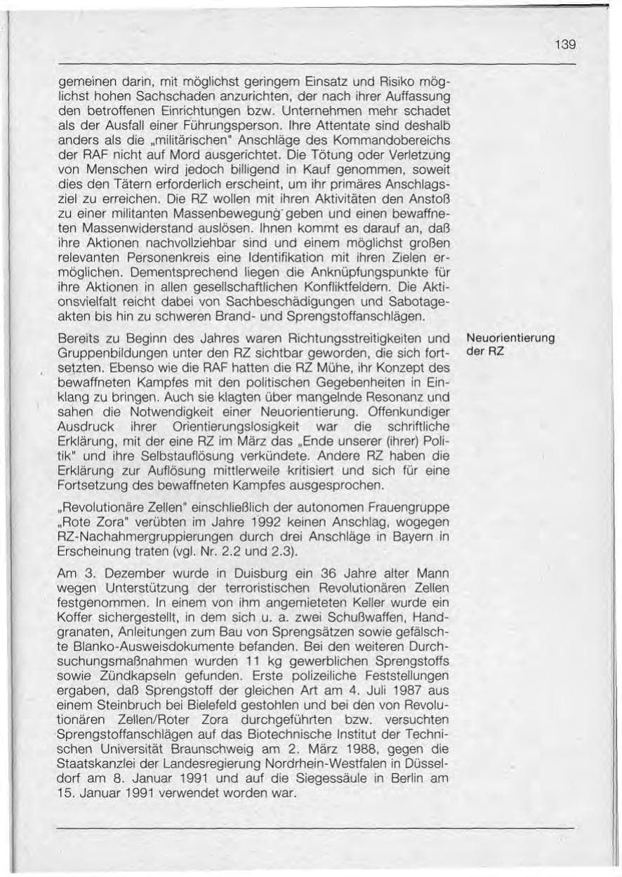 Seite 139 des Verfassungsschutzbericht 1992 Bayern
