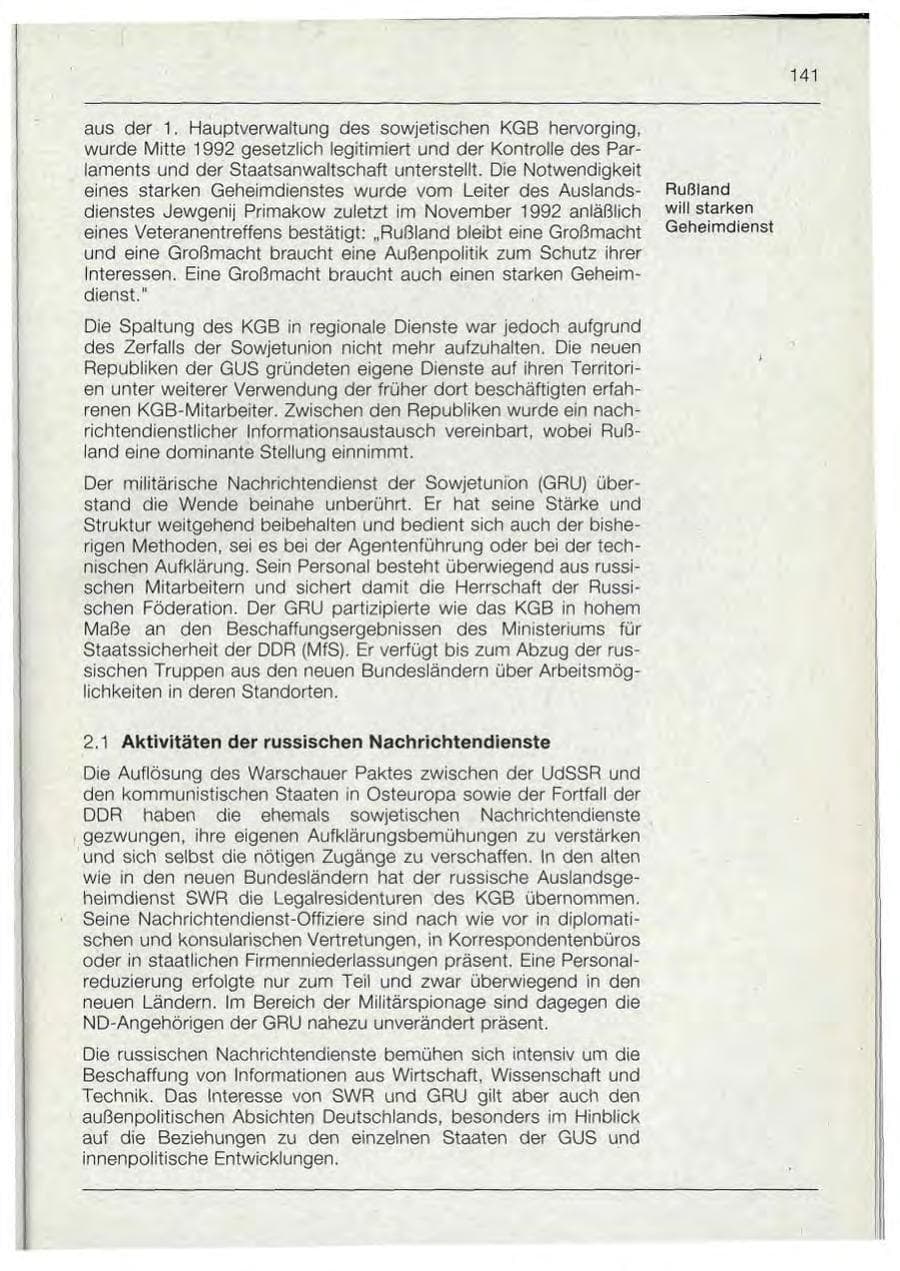 Seite 141 des Verfassungsschutzbericht 1992 Bayern