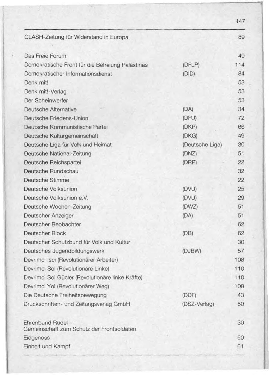 Seite 147 des Verfassungsschutzbericht 1992 Bayern