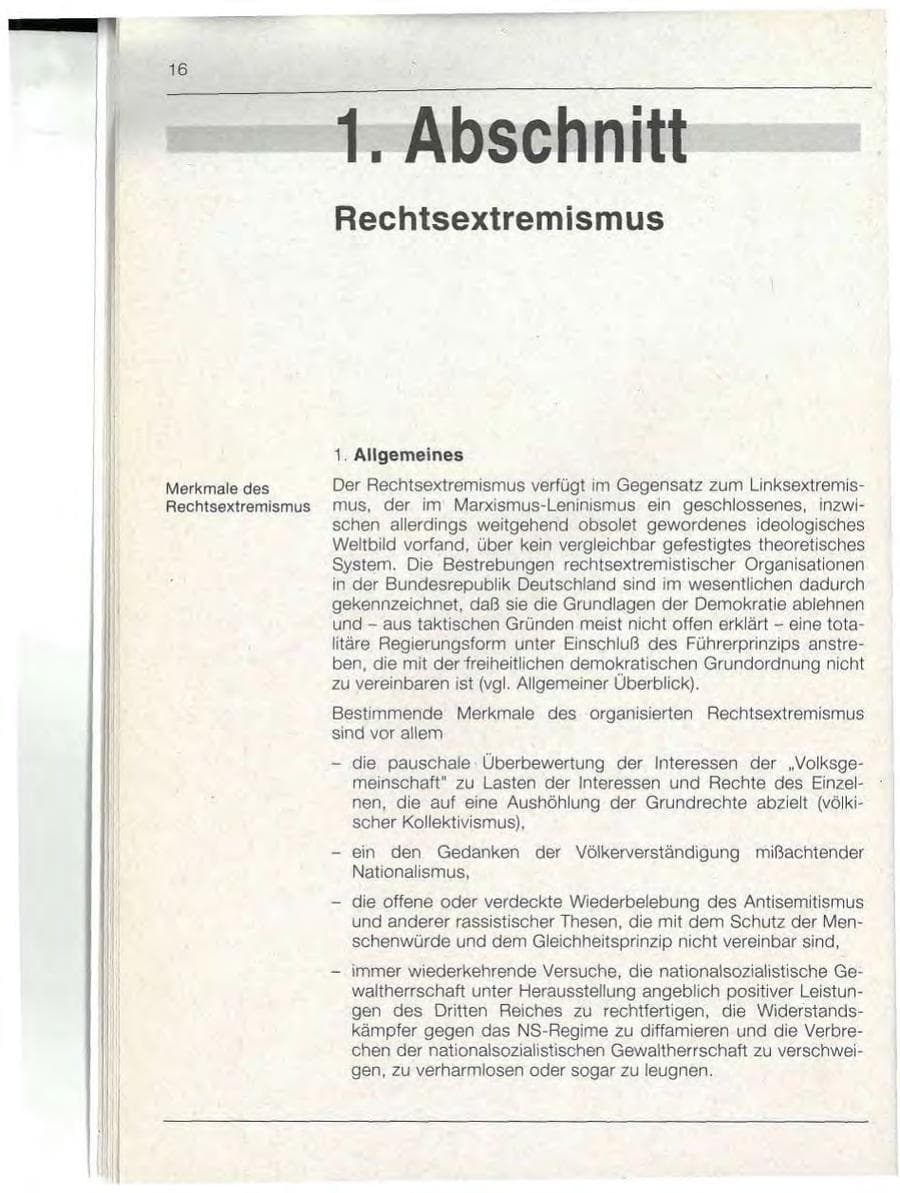 Seite 16 des Verfassungsschutzbericht 1992 Bayern