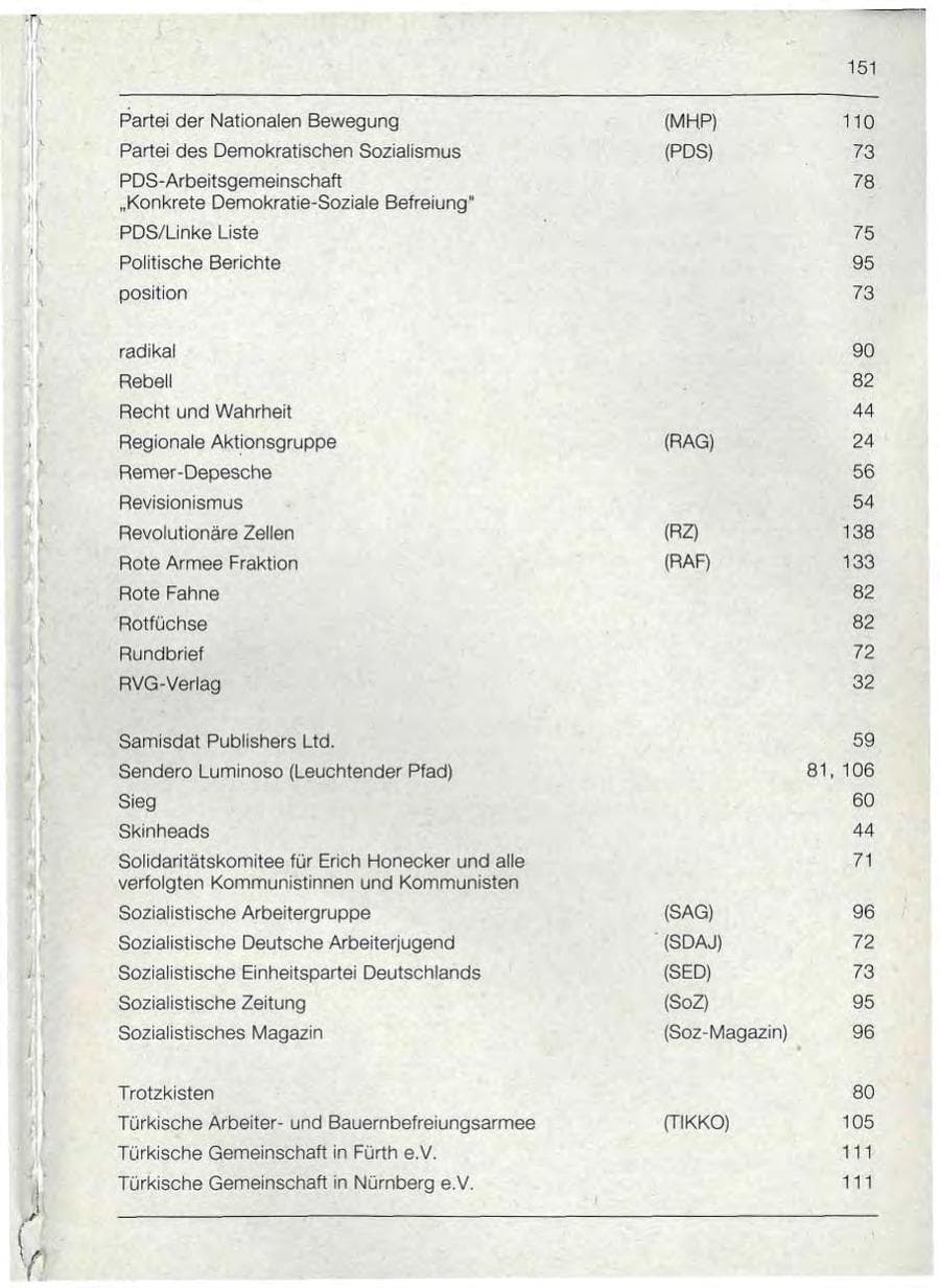 Seite 151 des Verfassungsschutzbericht 1992 Bayern