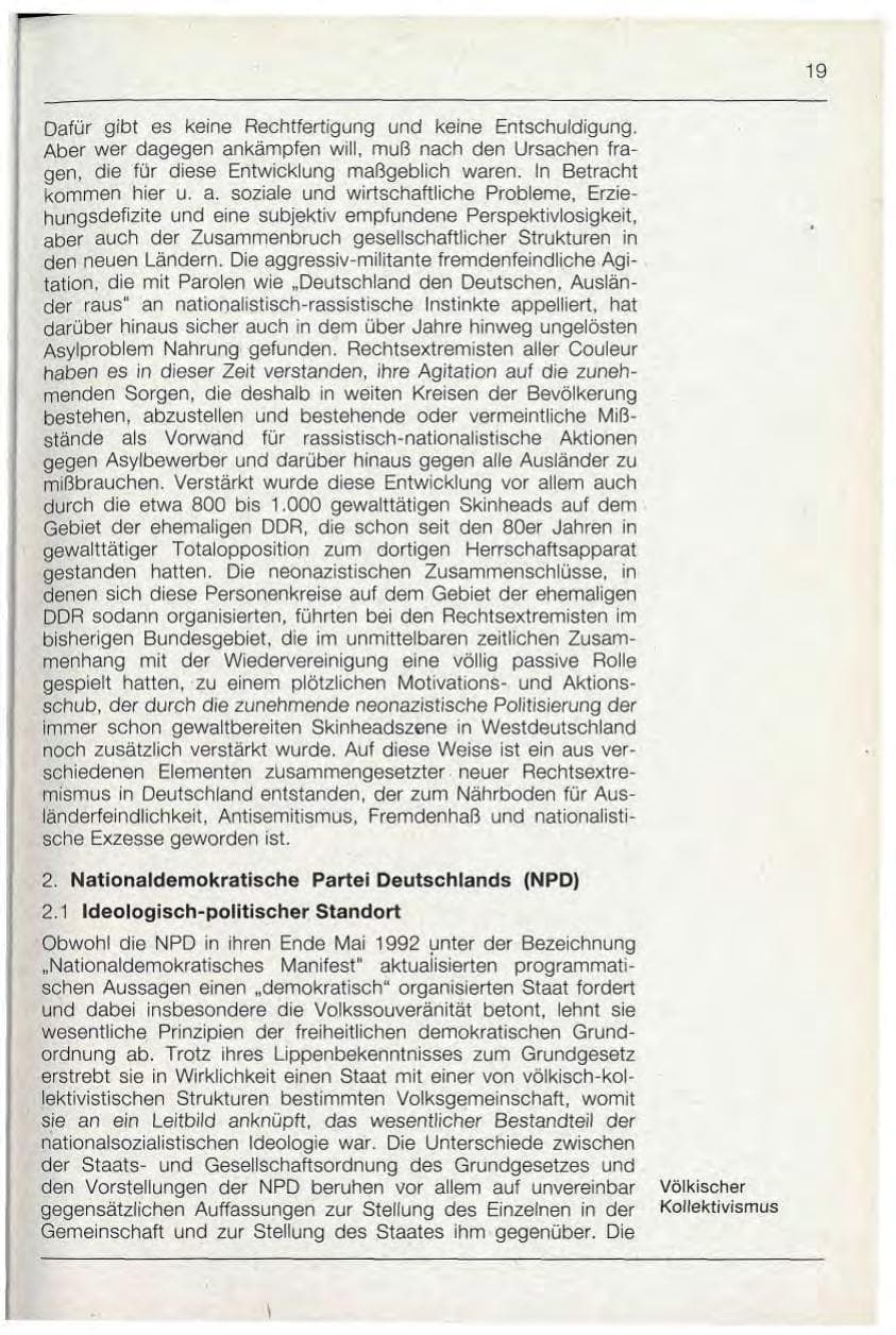 Seite 19 des Verfassungsschutzbericht 1992 Bayern