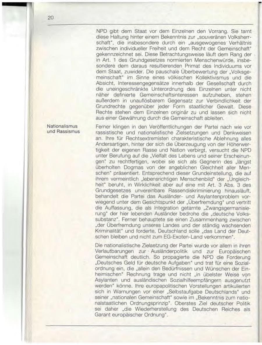 Seite 20 des Verfassungsschutzbericht 1992 Bayern