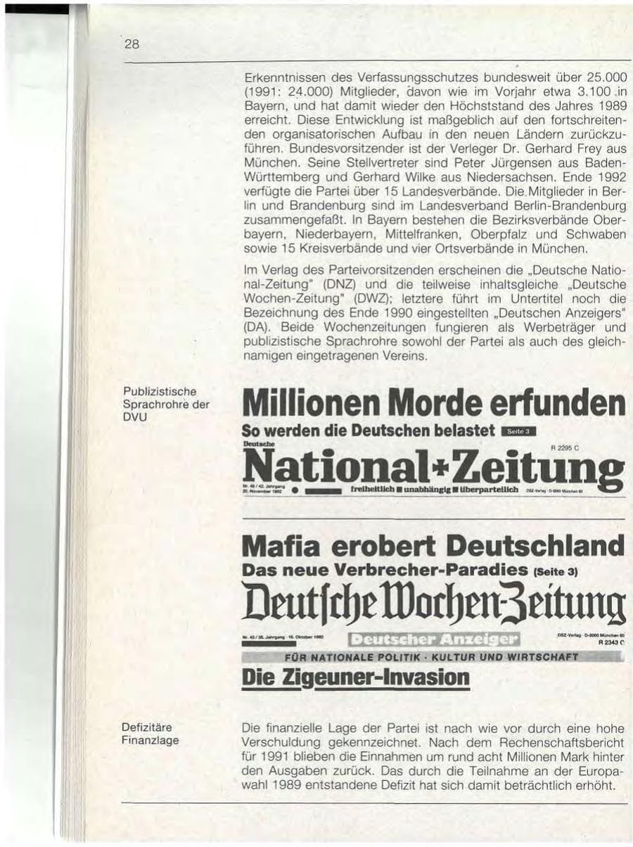 Seite 28 des Verfassungsschutzbericht 1992 Bayern